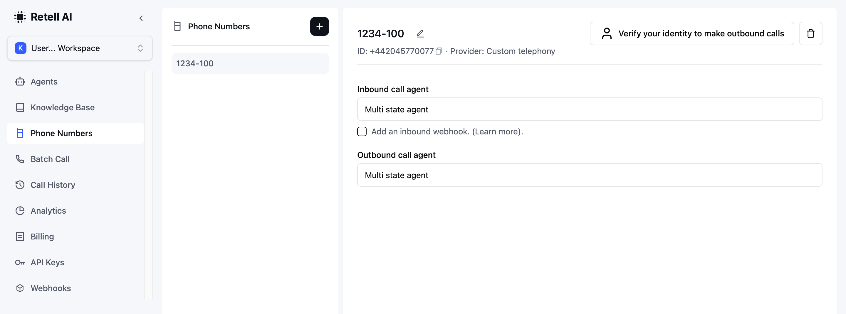 Голосовой агент  в Retell AI