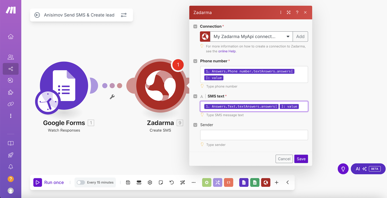 Google Forms to lead