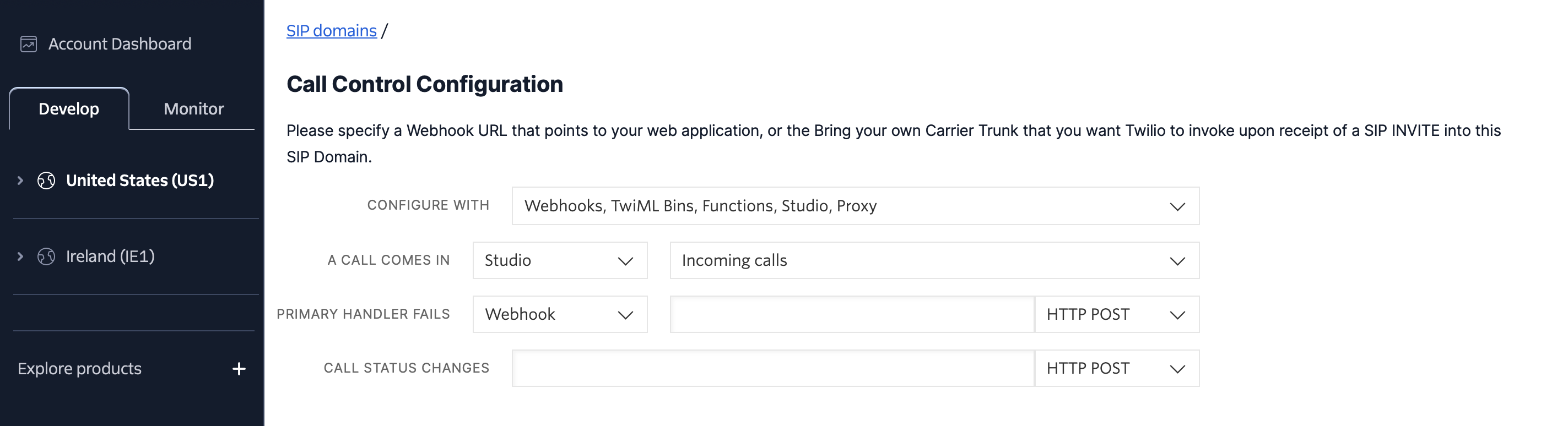 Call Control Configuration