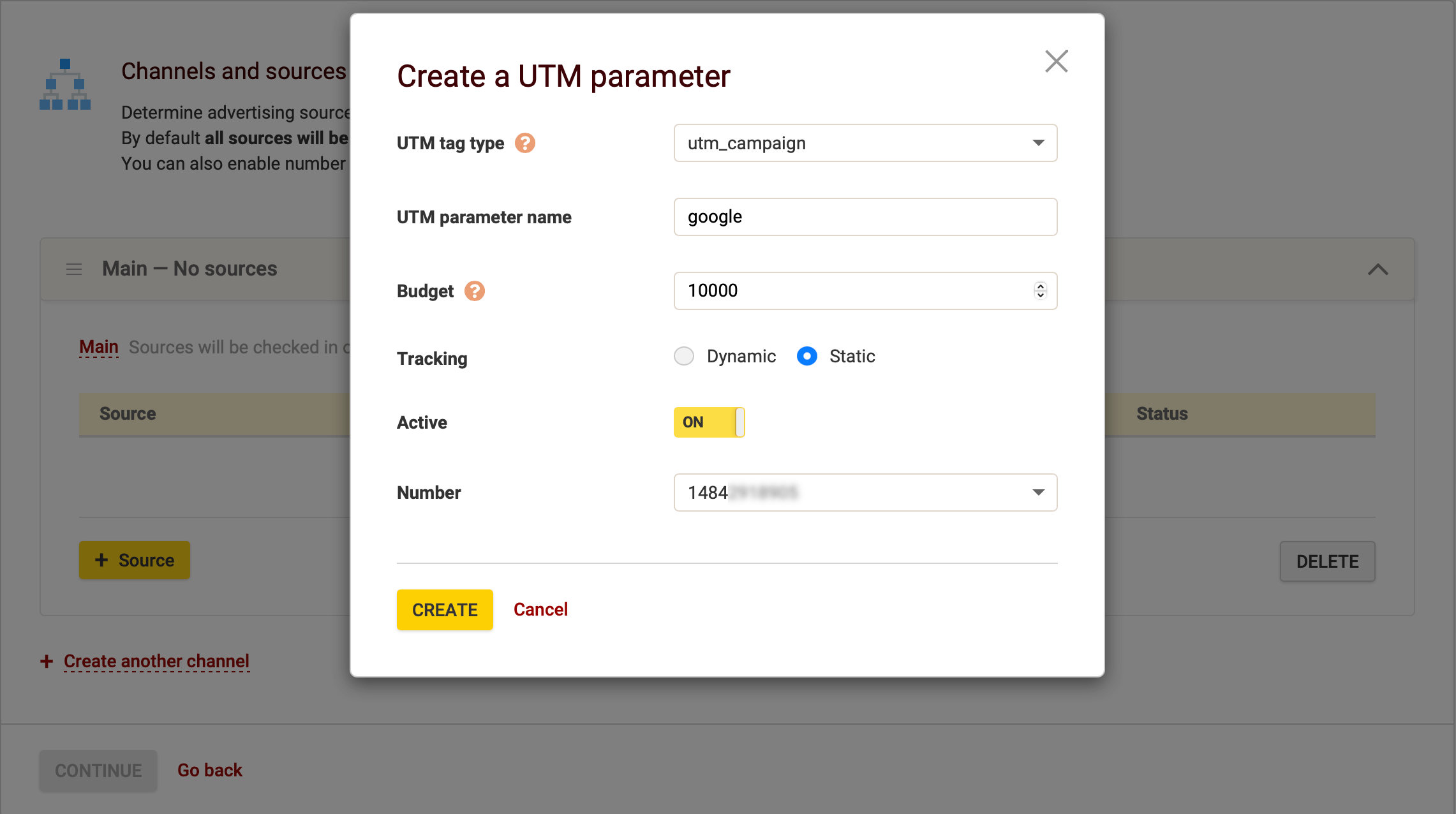Call Tracking UTM tag creation