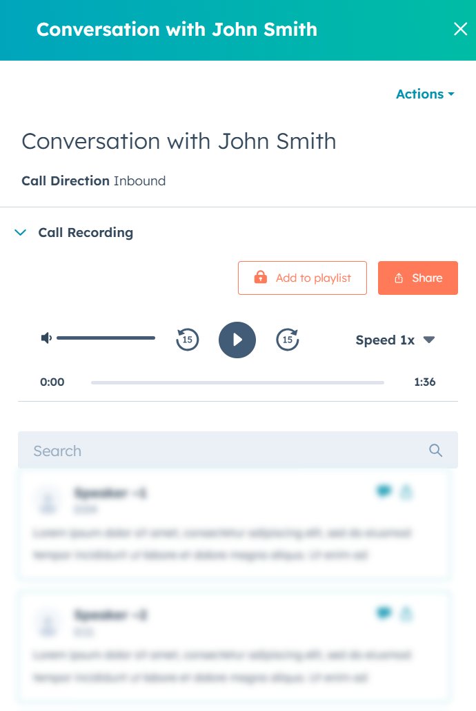 Call transcript in HubSpot