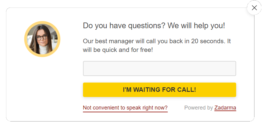 Zadarma callback button