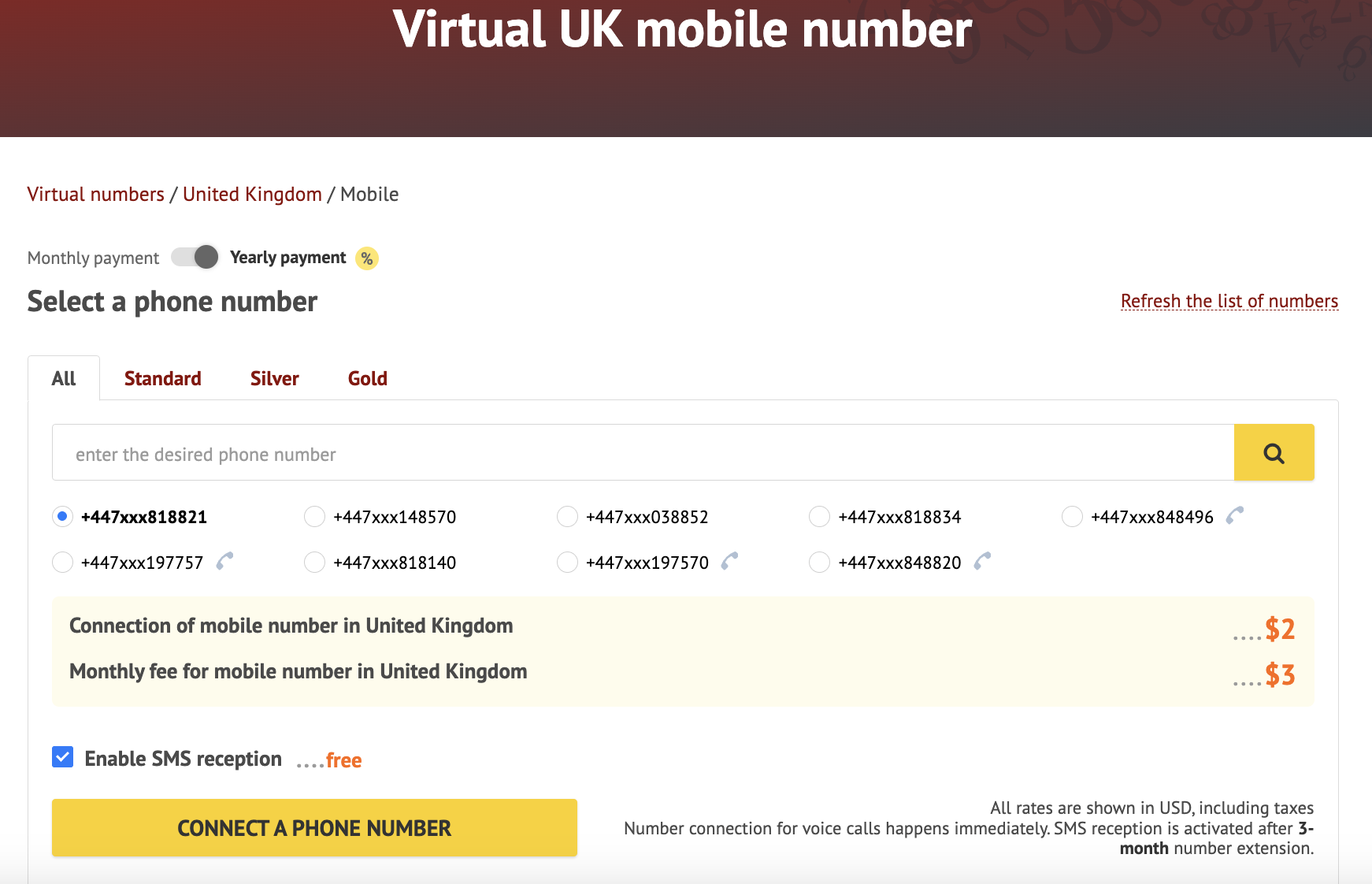Connect a mobile phone number