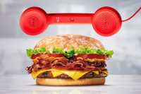 A telephone and a burger